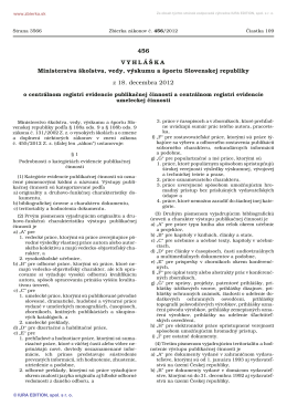 456/2012 Vyhláška Ministerstva školstva, vedy, výskumu a športu
