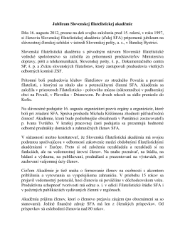 Jubileum Slovenskej filatelistickej akadémie Dňa 16. augusta 2012