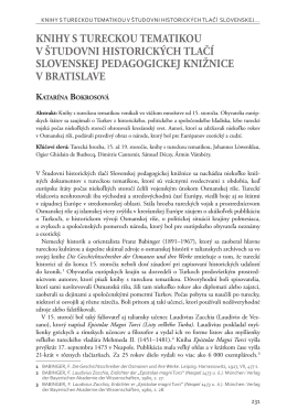 knihy s tureckou tematikou v študovni historických tlačí slovenskej