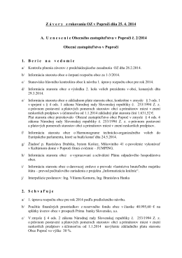 Uznesenia Obecného zastupiteľstva obce Poproč č. 2/2014 zo dňa