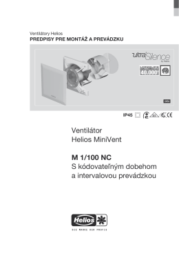 Ventilátor Helios MiniVent M 1/100 NC S kódovateľným dobehom a