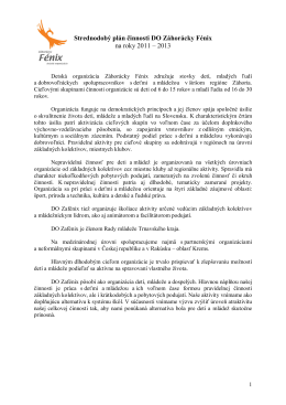 Strednodobý plán činnosti DO Záhorácky Fénix na roky 2011 – 2013