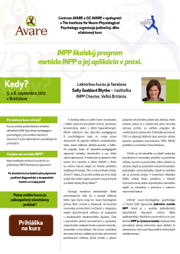 INPP školský program metóda INPP a jej aplikácia v praxi.