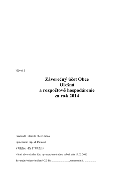 Záverečný účet Obce Olešná a rozpočtové hospodárenie za rok 2014