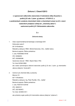 Zmluva č. Chem/1/2013 - Centrum pre chemické látky a prípravky