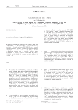 Nariadenie Komisie (EÚ) č. 143/2011 zo 17. februára 2011, ktorým