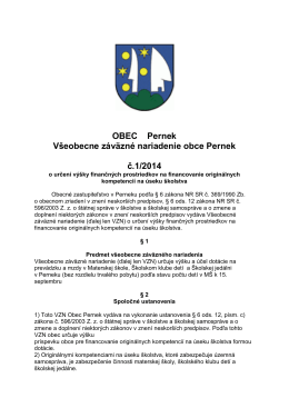 OBEC Pernek Všeobecne záväzné nariadenie obce Pernek č.1/2014