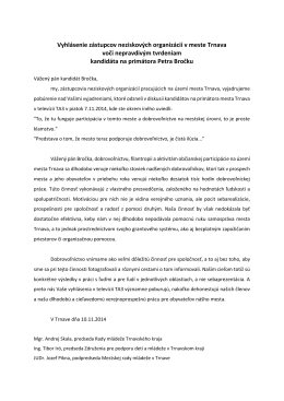 Vyhlásenie zástupcov neziskových organizácií v meste Trnava voči