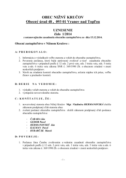 uznesenie č. 1/2014 zo dňa - Oficiálna stránka obce Nižný Kručov