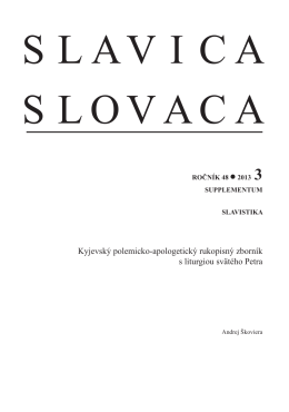 Slavica Slovaca, roč. 48, 2013, č - Slavistický ústav Jána Stanislava