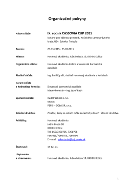 IX. ročník CASSOVIA CUP 2015 - Hotelová akadémia, Južná trieda