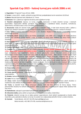 Spartak Cup 2015 - halový turnaj pre ročník 2006 a ml.