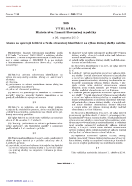 369/2010 Vyhláška Ministerstva financií Slovenskej republiky, ktorou