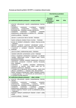 Zoznam povinných príloh k ŽoNFP k verejnému obstarávaniu (pdf