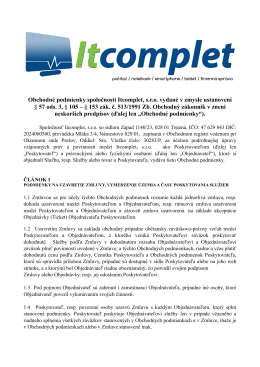 Obchodné podmienky spoločnosti Itcomplet, s.r.o. vydané v zmysle