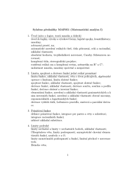 Sylabus prednášky MAF051 (Matematická analýza I) 1. ´Uvod (neco