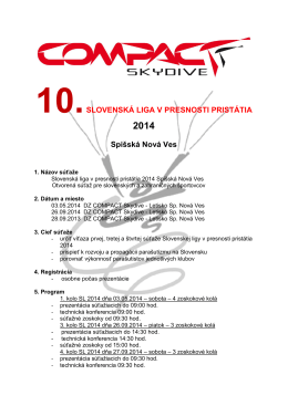 Propozície súťaže Slovenskej ligy v presnosti pristátia 2014 v SNV