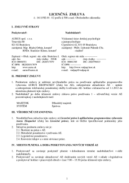 Licenčná zmluva - AURUS - Výskumný ústav detskej psychológie a
