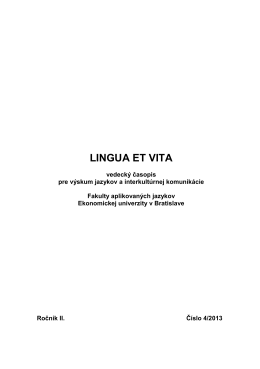 Abstrakt Lingua et vita 4 - Ekonomická univerzita v Bratislave