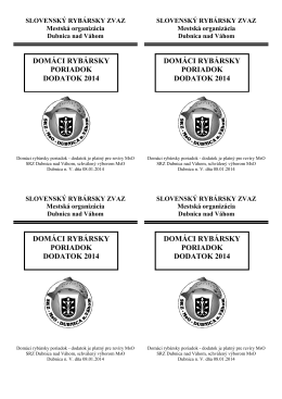 domáci rybársky poriadok dodatok 2014 domáci rybársky poriadok