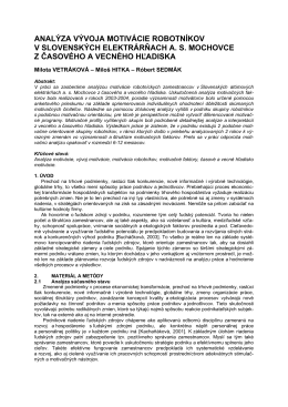analýza vývoja motivácie robotníkov v slovenských elektrárňach as
