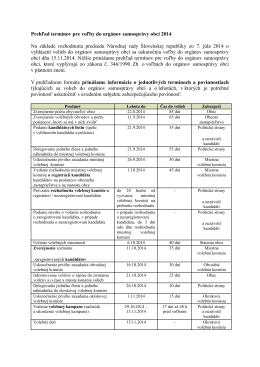 Prehľad termínov pre voľby do orgánov samosprávy obcí 2014 Na
