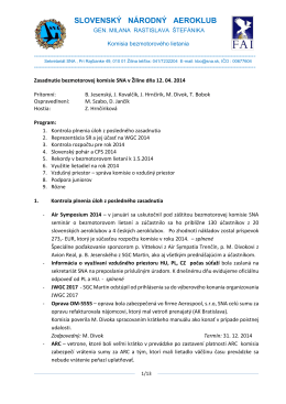 Zápis zo zasadnutia bezmotorovej komisie v Žiline zo dňa 12.4.2014