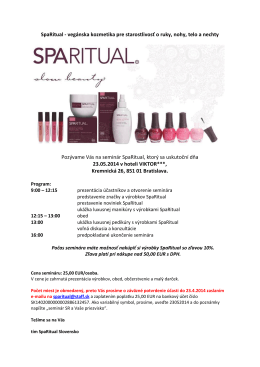 SpaRitual - vegánska kozmetika pre starostlivosť o ruky, nohy, telo a