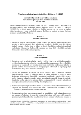 VZN_č. 4 / 2013 o určení výšky dotácie.