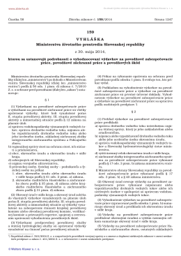 159/2014 Vyhláška Ministerstva životného prostredia Slovenskej