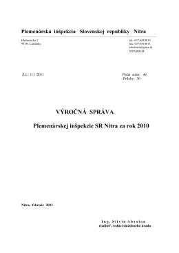 Výročná správa 2010 - Plemenárska inšpekcia Slovenskej republiky