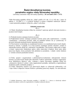 Štatút Akreditačnej komisie, poradného orgánu vlády Slovenskej