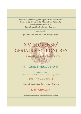 I. informácia kongresu - Slovenská Gerontologická a Geriatrická