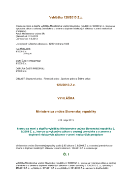 Vyhláška MV SR č. 128/2013 Z. z.