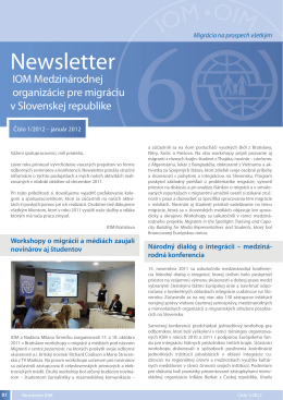 Newsletter IOM 1/2012 - Medzinárodná organizácia pre migráciu