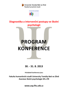 Program konference AŠP 2013 - Univerzita Tomáše Bati ve Zlíně