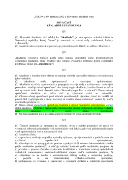 návrh nového zákona o SAV - Odborový zväz Slovenskej akadémie