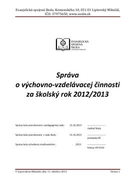 Správa 2012-2013 - Evanjelická spojená škola | Liptovský Mikuláš