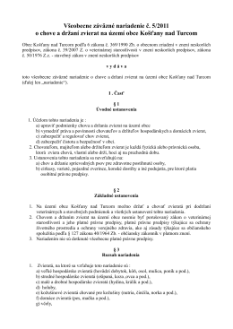 Všeobecne záväzné nariadenie č. 5/2011 o chove a držaní zvierat