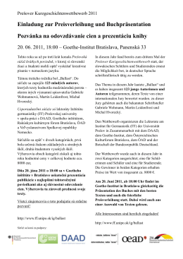 Einladung zur Preisverleihung und Buchpräsentation Pozvánka na