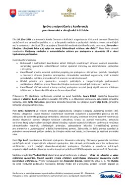 Správa a odporúčania z konferencie pre slovenské a ukrajinské