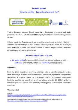 Európska kampaň "Zdravé pracoviská – Spolupráca pri prevencii