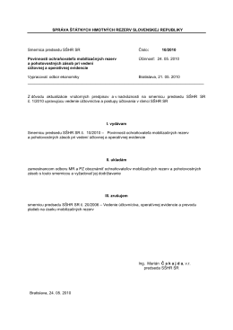Smernica predsedu SŠHR SR č. 10/2010 Povinnosti ochraňovateľa