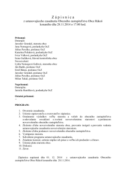 Zápisnica z Obecného zastupiteľstva v Rákoši zo dňa 28.11.2014