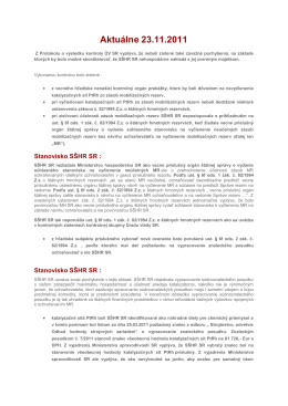 Aktuálne 23.11.2011 - Správa štátnych hmotných rezerv Slovenskej