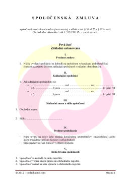 Spoločenská zmluva s.r.o.