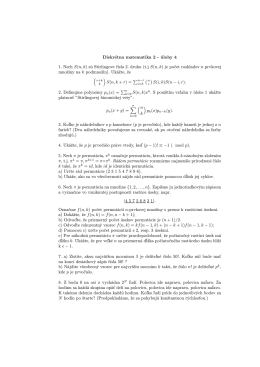 Diskrétna matematika 2 - úlohy 4 1. Nech S(n, k) sú Stirlingove čísla