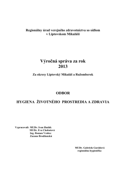 Výročná správa za rok 2013 - RÚVZ so sídlom v Liptovskom Mikuláši