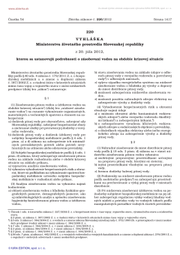 220/2012 Vyhláška Ministerstva životného prostredia Slovenskej