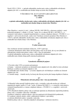 Návrh VZN č.1/2014 – o spôsobe náhradného zásobovania vodou a